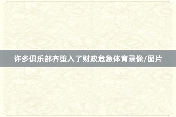 许多俱乐部齐堕入了财政危急体育录像/图片
