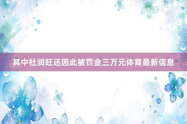其中杜润旺还因此被罚金三万元体育最新信息
