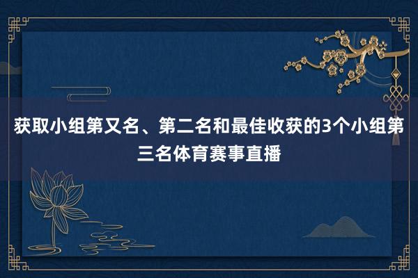 获取小组第又名、第二名和最佳收获的3个小组第三名体育赛事直播