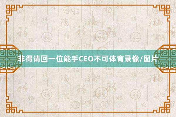 非得请回一位能手CEO不可体育录像/图片