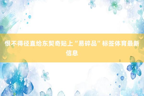 恨不得径直给东契奇贴上“易碎品”标签体育最新信息