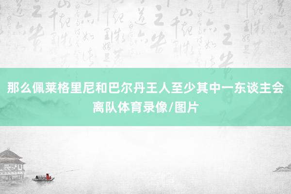 那么佩莱格里尼和巴尔丹王人至少其中一东谈主会离队体育录像/图片