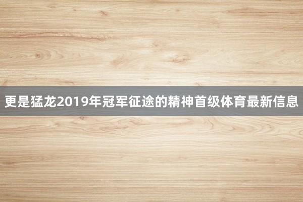 更是猛龙2019年冠军征途的精神首级体育最新信息