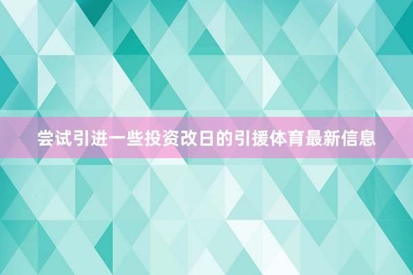 尝试引进一些投资改日的引援体育最新信息