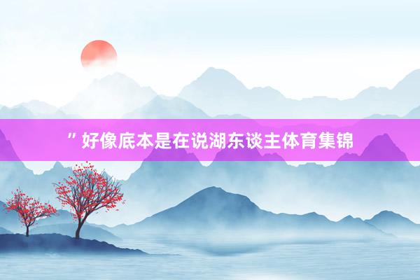 ”好像底本是在说湖东谈主体育集锦